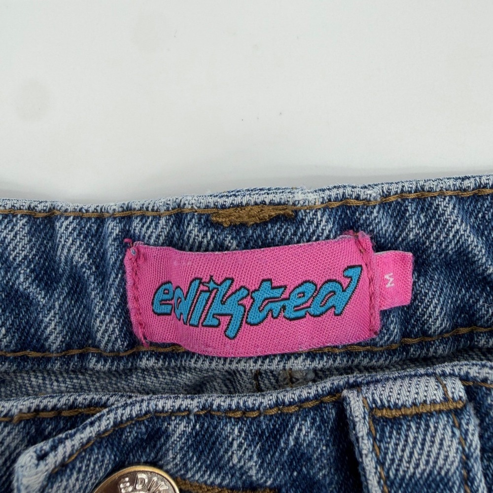 Edikted Carpenter Jeans Women M Blue Medium Wash Wide Leg Y2K High Rise Utility - Picture 2 of 9